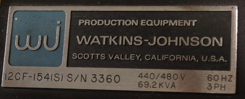 14561-WATKINS-JOHNSON-12CF-154S-BELT-FURNACE
